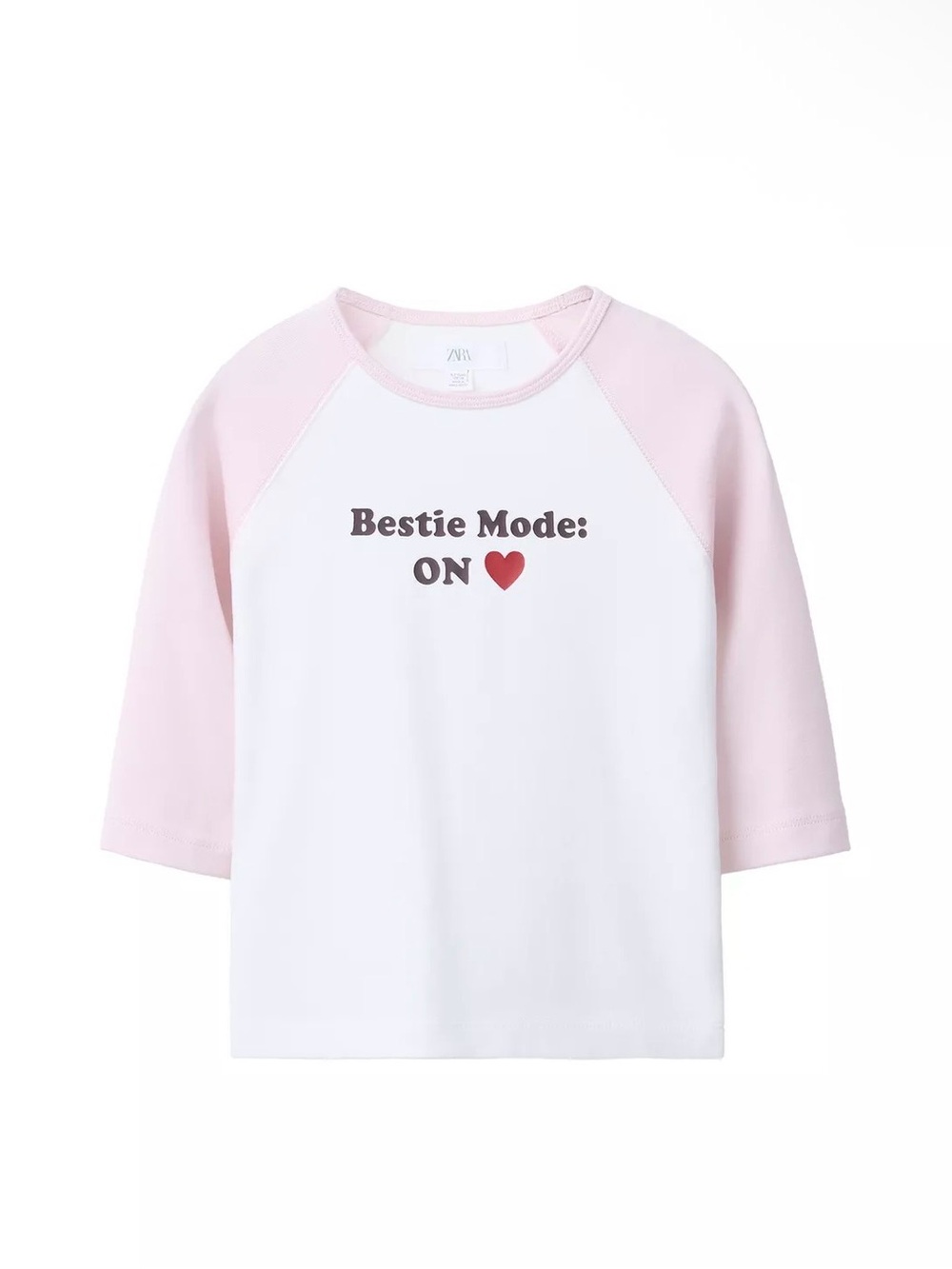 Zara RAGLAN SLEEVE TEXT T-SHIRT WITH MODAL